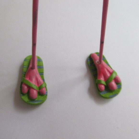 Pink Flamingo with Cocktail Christmas Ornament Dangle Legs 7" Beach Tropical - Picture 3 of 13